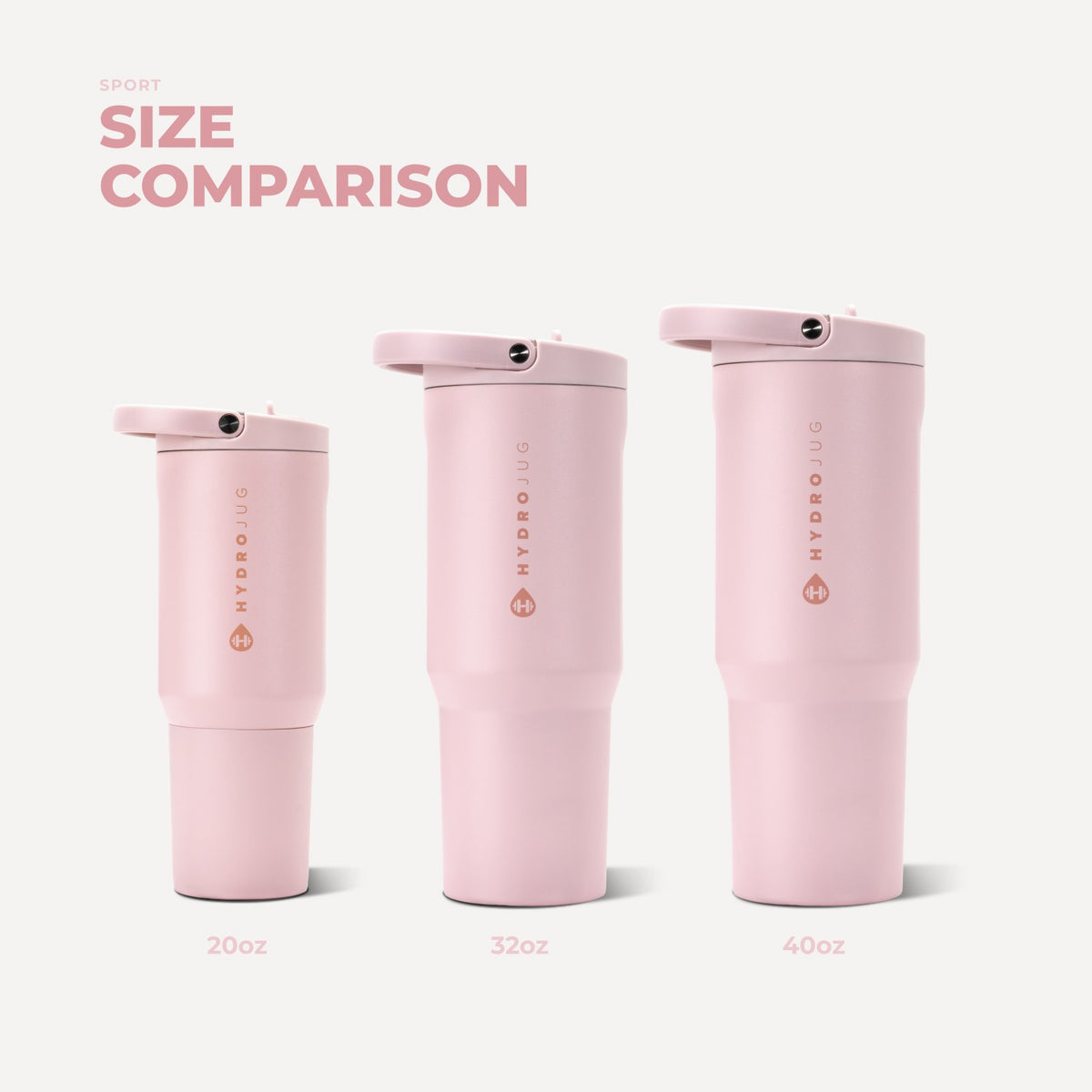 HYDROJUG Great Value / HydroJug Sport 20oz - Insulated Water Bottle, Leakproof Flip Straw – Pink Sand