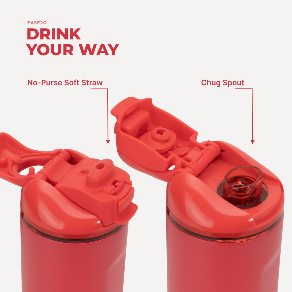 HYDROJUG Customer Favorite / HydroJug Ease2o 24oz - 2-in-1 Water Bottle with Soft Straw & Chug Spout – Fruit Punch