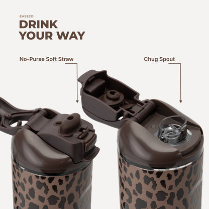 HYDROJUG Customer Favorite / HydroJug Ease2o 32oz - Compact Water Bottle with Straw & Chug Spout – Brown Leopard