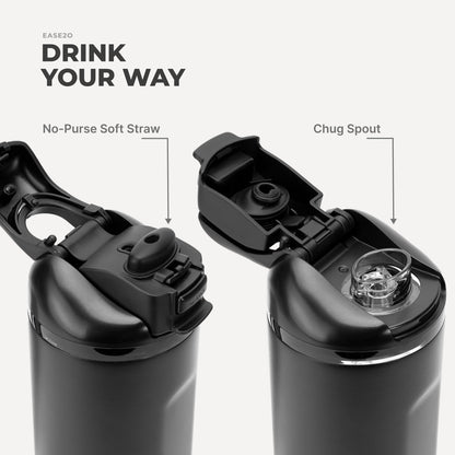 HYDROJUG Recommended / HydroJug Ease2o 40oz - Dual-Function Water Bottle with Straw & Chug Spout – Black