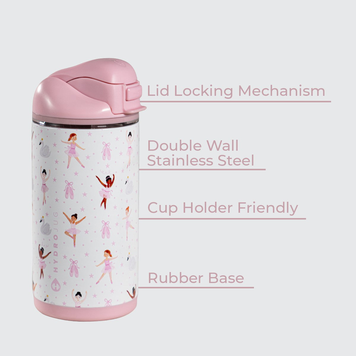 HYDROJUG Top Pick / HydroJug Ease2o 14oz - Leakproof 2-in-1 Kids Water Bottle with Straw & Chug Spout – Ballerina
