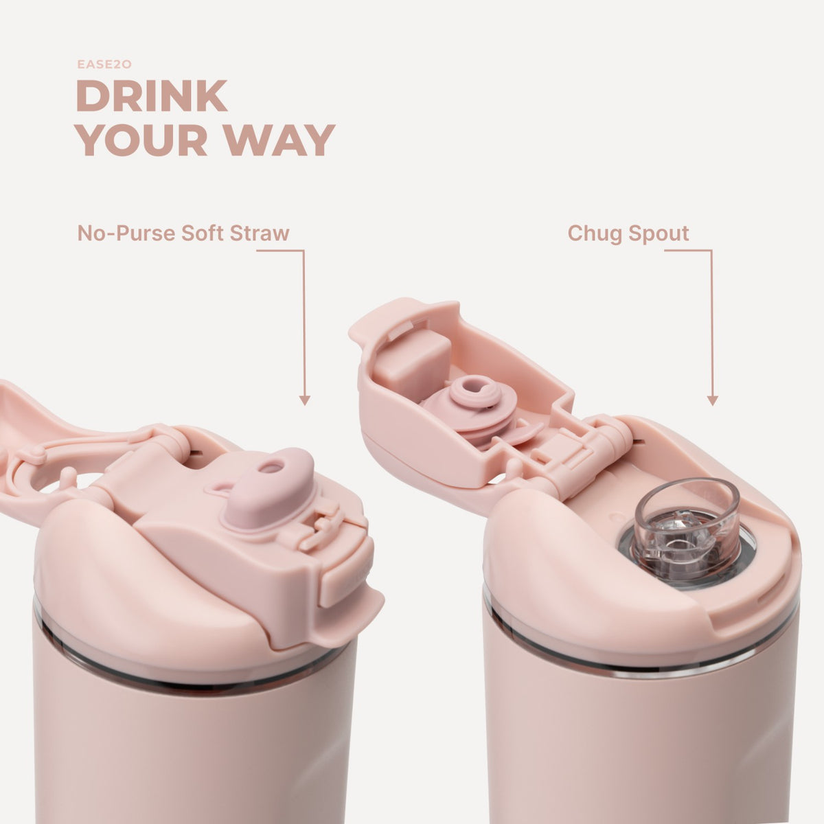 HYDROJUG Hot Sale / HydroJug Ease2o 24oz - 2-in-1 Water Bottle with Soft Straw & Chug Spout – Dusty Rose