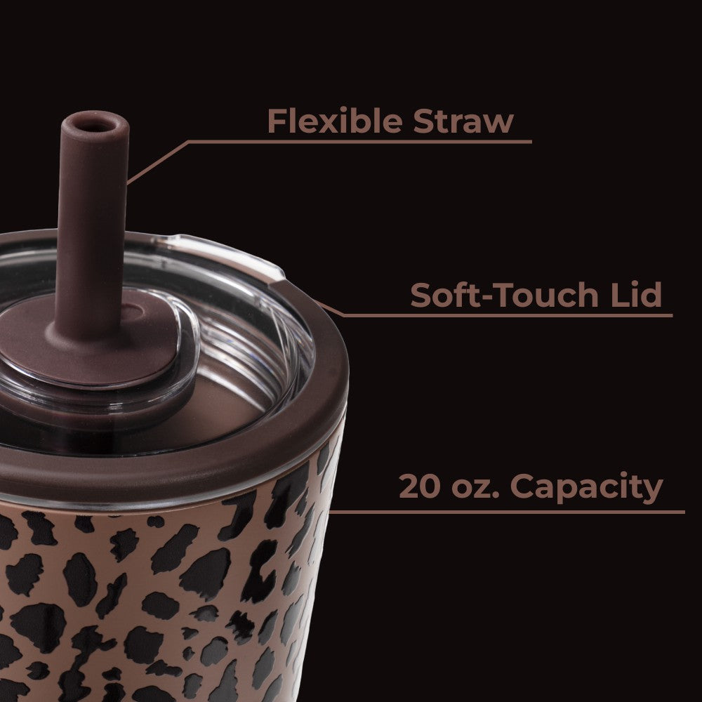 HYDROJUG Latest / HydroJug Everyday Tumbler 20oz - Ceramic-Lined Insulated Tumbler with Straw – Brown Leopard