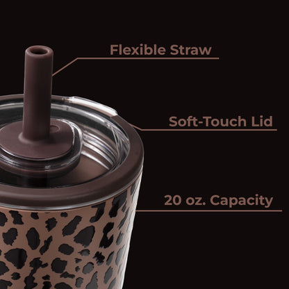 HYDROJUG Latest / HydroJug Everyday Tumbler 20oz - Ceramic-Lined Insulated Tumbler with Straw – Brown Leopard