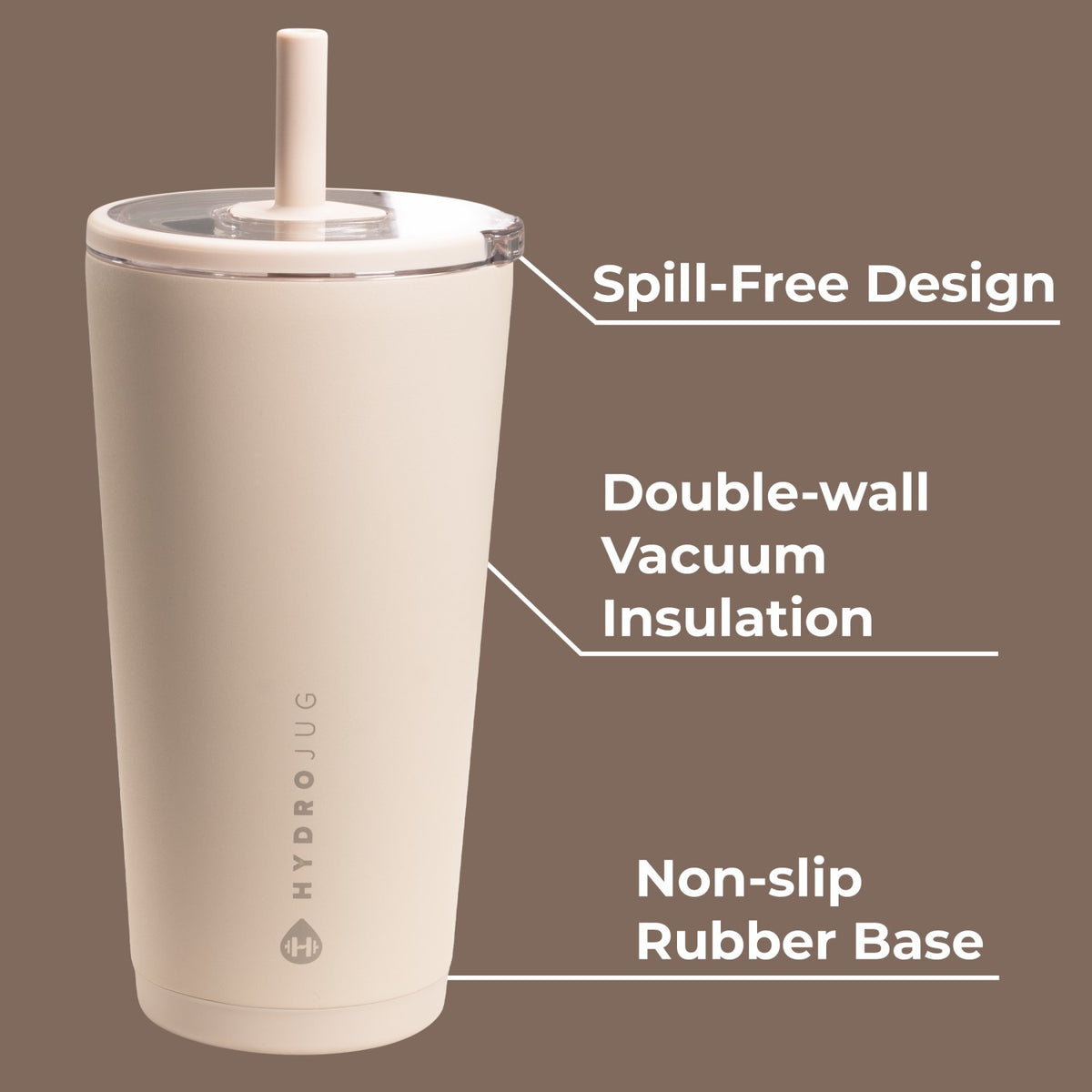 HYDROJUG Premium / HydroJug Everyday Tumbler 20oz - Ceramic-Lined Insulated Tumbler with Straw – Dune