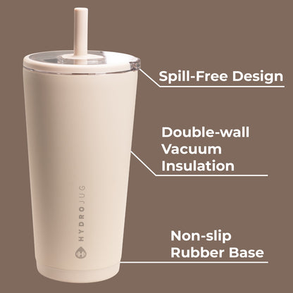 HYDROJUG Premium / HydroJug Everyday Tumbler 20oz - Ceramic-Lined Insulated Tumbler with Straw – Dune