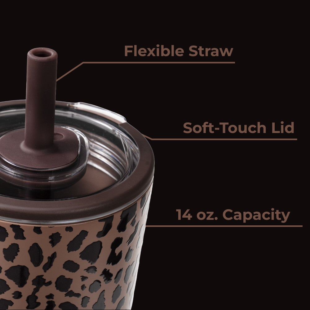 HYDROJUG Value / HydroJug Everyday Tumbler 14oz - Ceramic-Lined Spill-Free Kids Tumbler – Brown Leopard