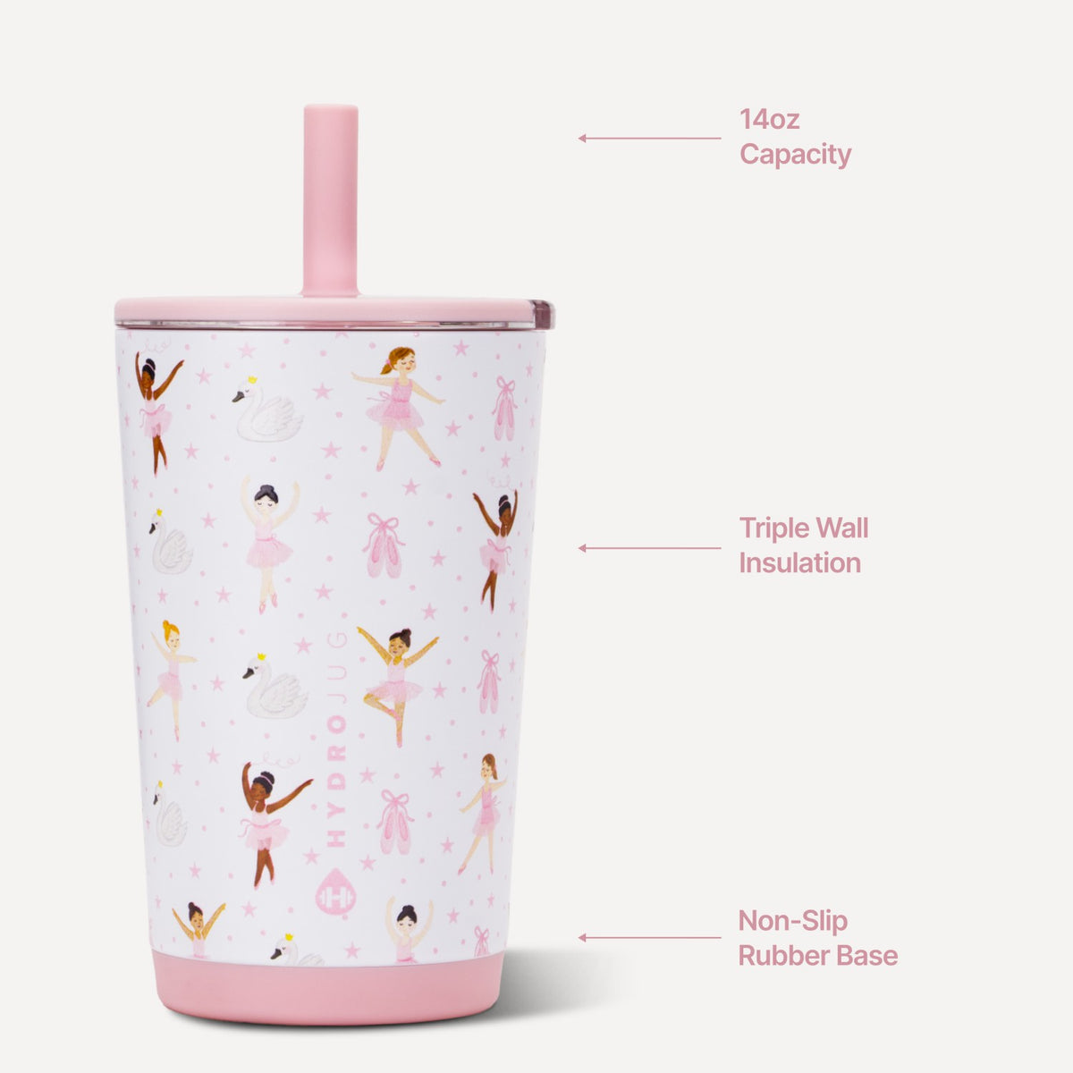 HYDROJUG Exclusive / HydroJug Everyday Tumbler 14oz - Ceramic-Lined Spill-Free Kids Tumbler – Ballerina