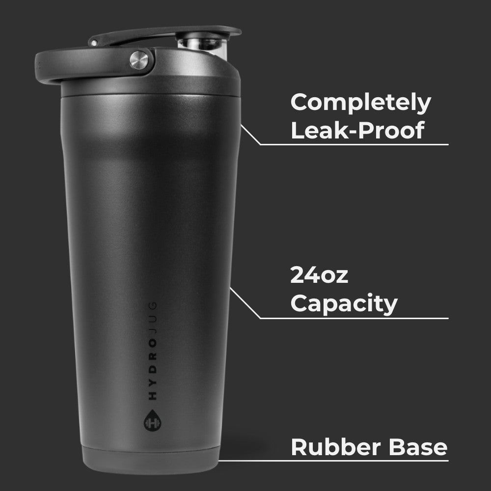 HYDROJUG Customer Favorite / HydroJug Insulated Shaker 24oz - Stainless Steel Protein Shaker, Silent Grate – Black
