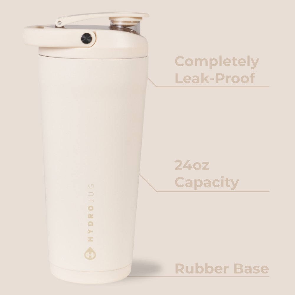HYDROJUG Top Pick / HydroJug Insulated Shaker 24oz - Stainless Steel Protein Shaker, Silent Grate – Cream