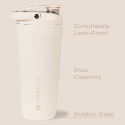 HYDROJUG Top Pick / HydroJug Insulated Shaker 24oz - Stainless Steel Protein Shaker, Silent Grate – Cream