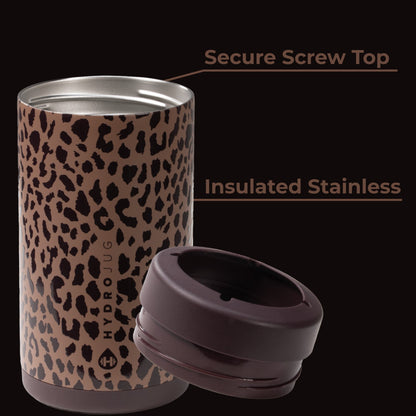 HYDROJUG Value / HydroJug Can Cooler 16oz - 2-in-1 Insulated Tallboy Can Cooler, Screw-Top Lock – Brown Leopard