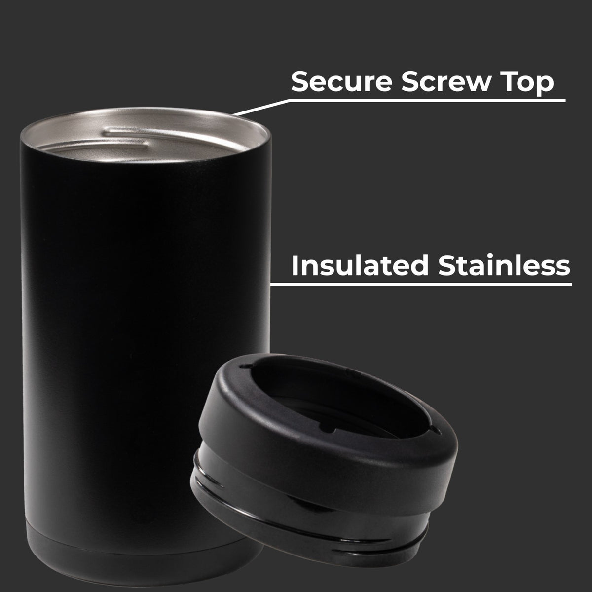 HYDROJUG Smart Buy / HydroJug Can Cooler 16oz - 2-in-1 Insulated Tallboy Can Cooler, Screw-Top Lock – Black