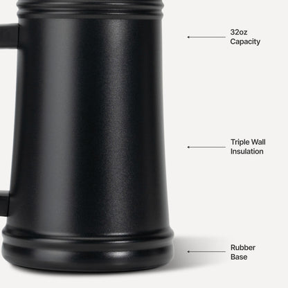 HYDROJUG Sale / HydroJug Stein 32oz - Ceramic-Lined Insulated Beer Stein – Black