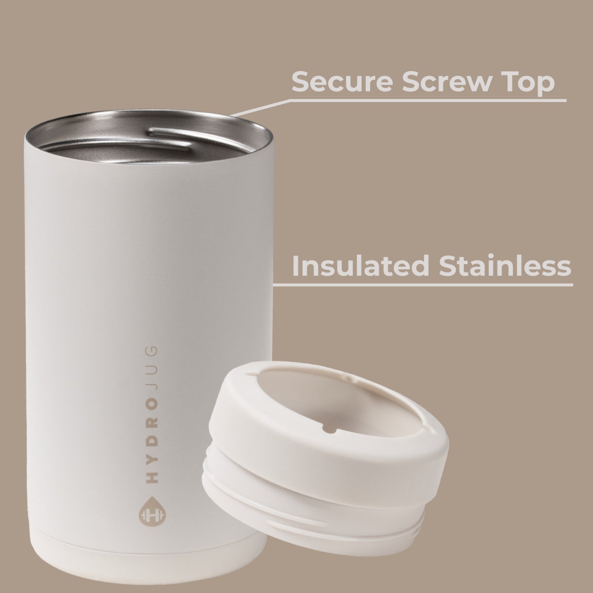 HYDROJUG Featured / HydroJug Can Cooler 16oz - 2-in-1 Insulated Tallboy Can Cooler, Screw-Top Lock – Linen